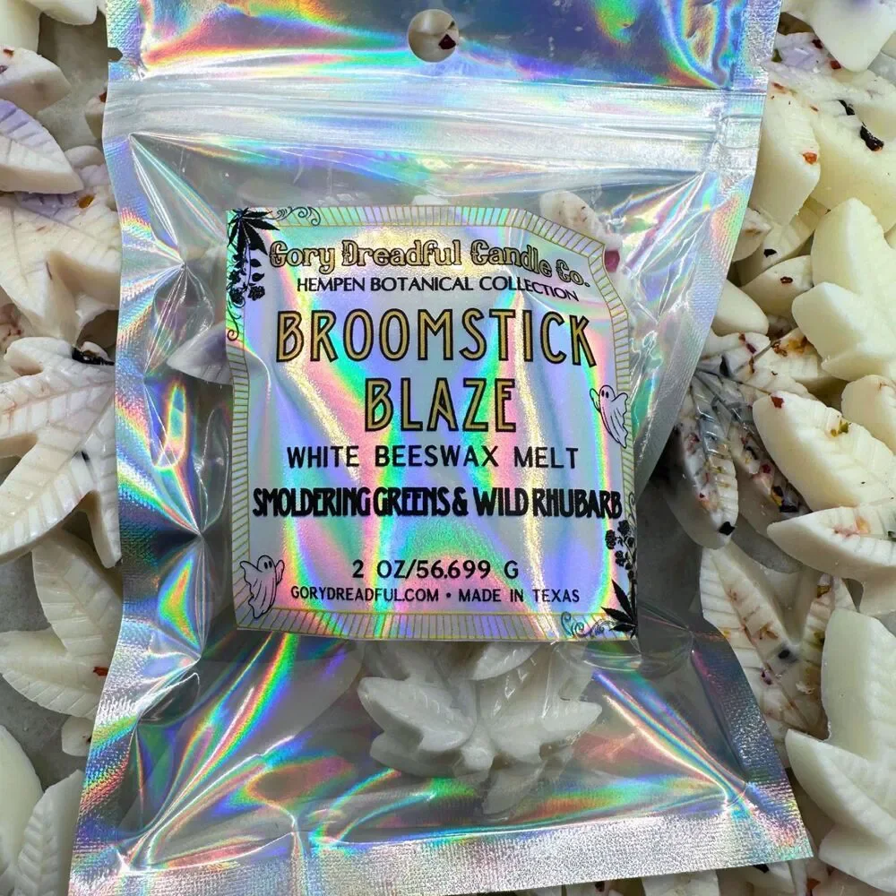 Broomstick Blaze – Smoldering Greens & Wild Rhubarb Scent Beeswax Melt